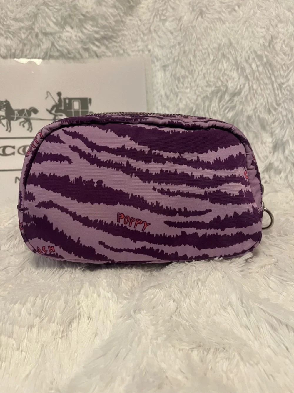 COACH 🦓🦄 NWOT Poppy Cosmetic Case in Purple Zebra Y2K HTF and Collectible